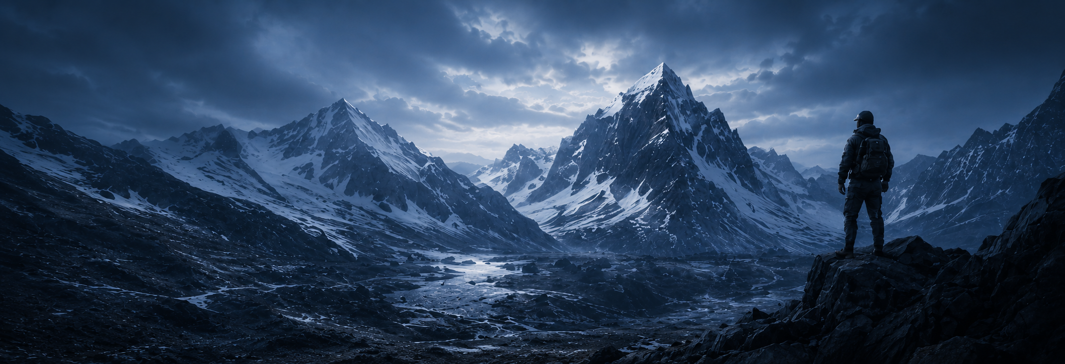 Operator overlooking a northern mountain valley